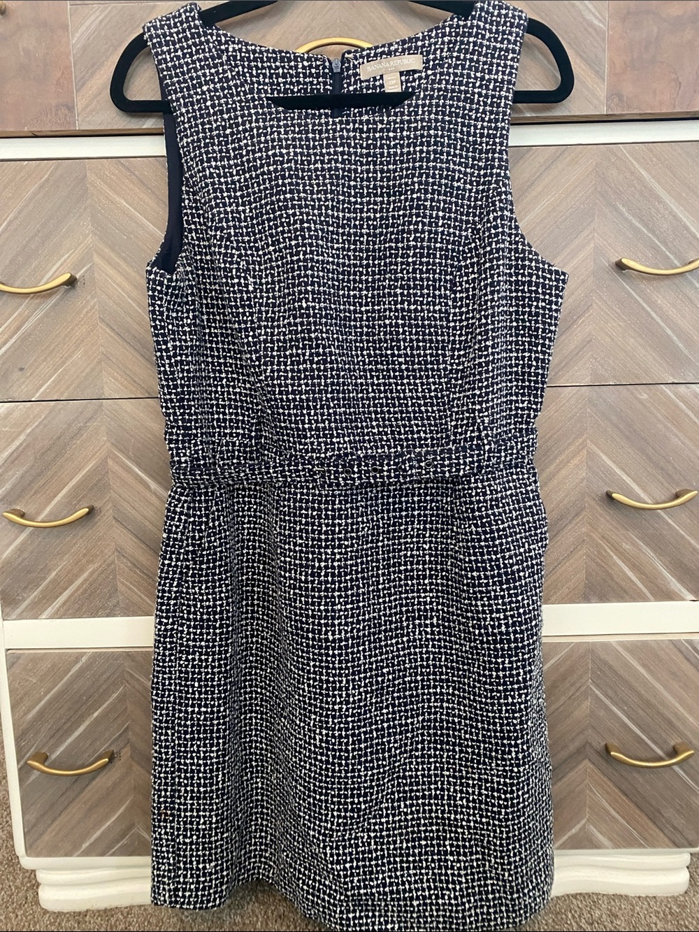 Banana Republic Black & White Tweed Midi Dress